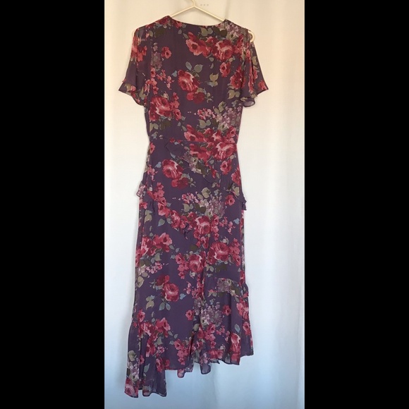 SOLD: Lulus Pick Me Up Purple Floral Ruffled Midi Dress S - Picture 3 of 3